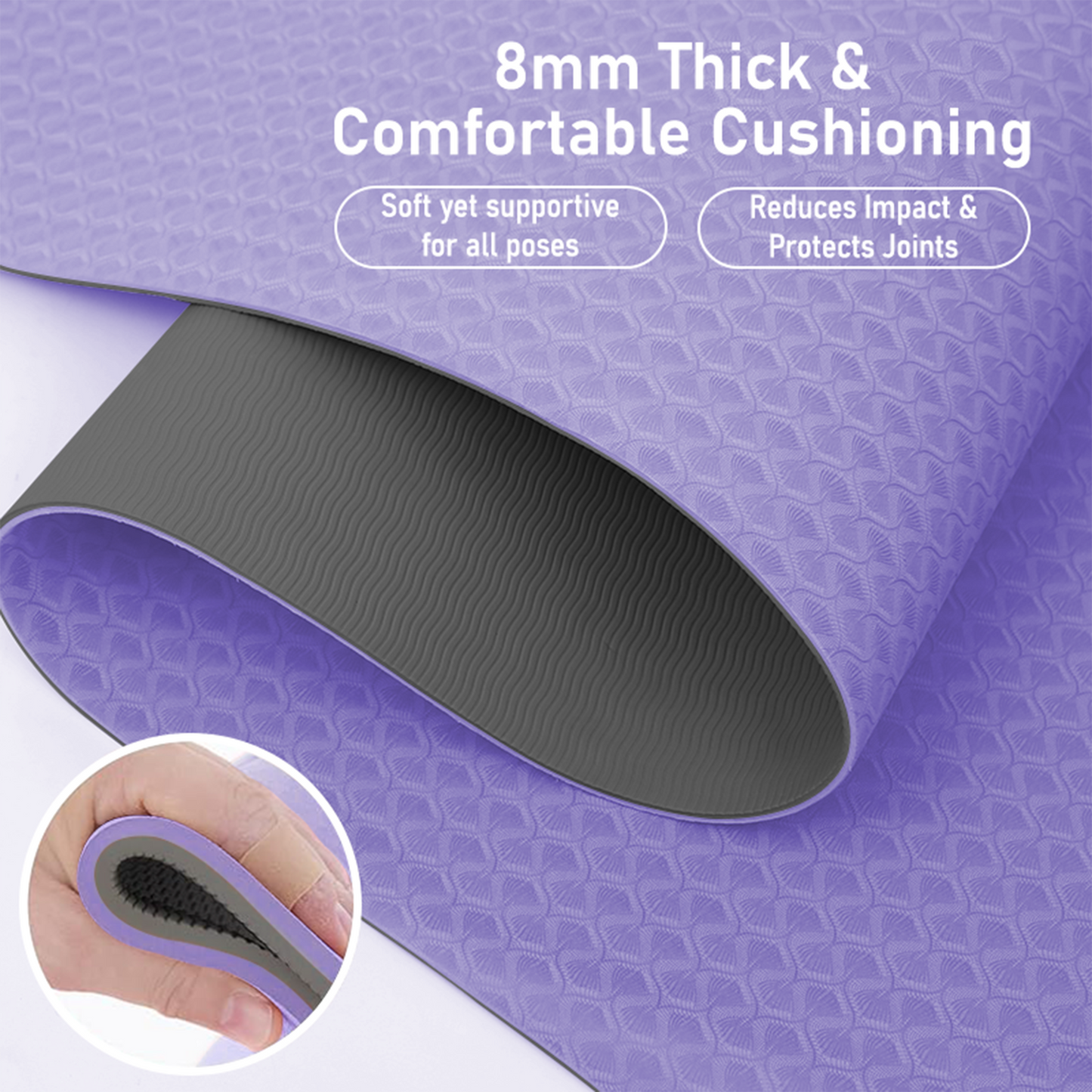 TPE Yoga Mat – Eco-Friendly, Non-Slip, Lightweight – Extra Thick for Comfort – Perfect for Yoga, Pilates, and Workouts