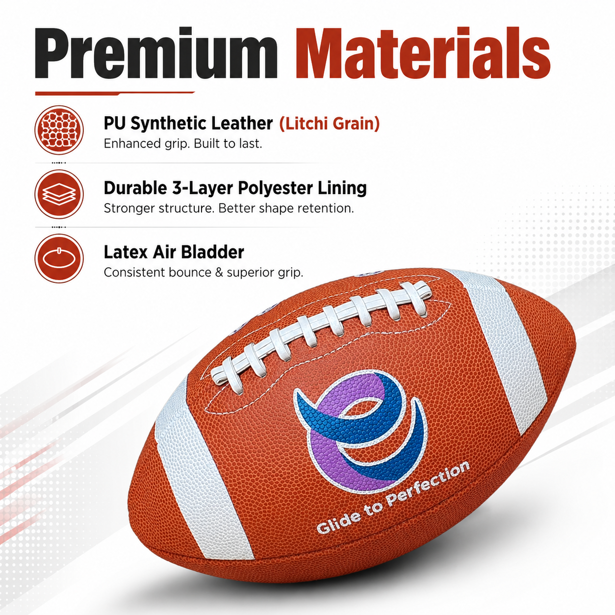 EverGlide Handmade American Football – Junior Size 6 & Senior Size 7 – PU Leather Grip Football for Ages 9–16 - Image 3