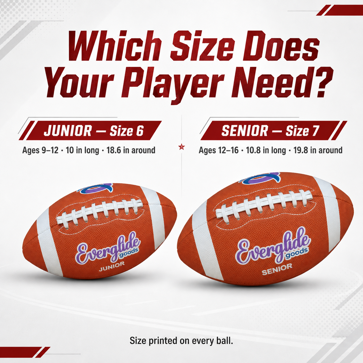 EverGlide Handmade American Football – Junior Size 6 & Senior Size 7 – PU Leather Grip Football for Ages 9–16 - Image 2