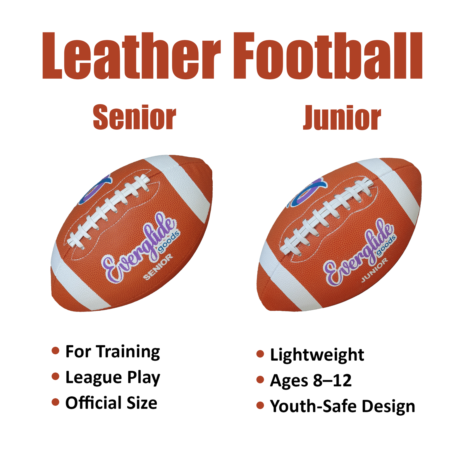 EverGlide Handmade American Football – Junior & Senior PU Grip Football - Image 2