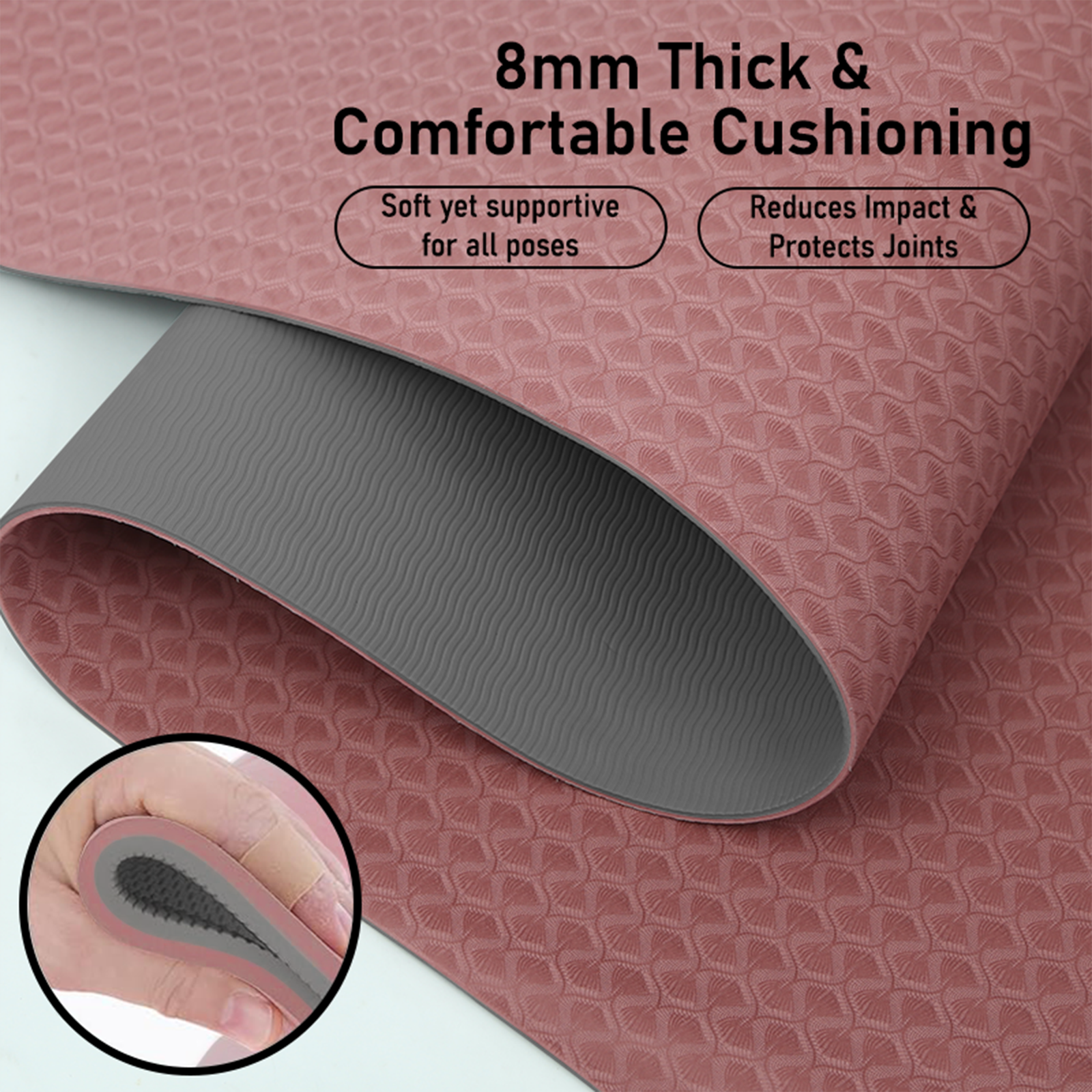 EverGlide Premium TPE Yoga Mat 8mm – Non-Slip Exercise Mat with Bag & Strap - Image 2